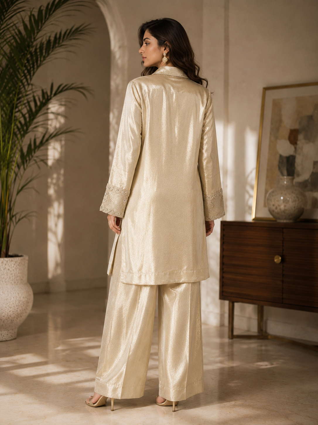 Champagne Embroidered Co-Ord Set