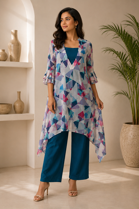 Geometric Print Cape Co-ord Set