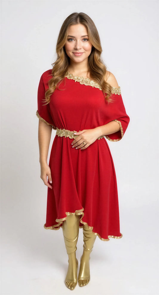 Scarlet Drape Indo-Western dress with belt