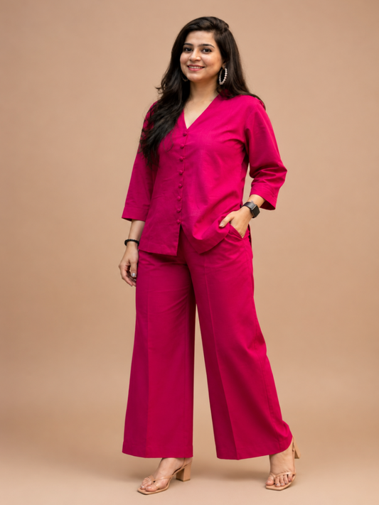 Fuchsia Linen Co-Ord Set